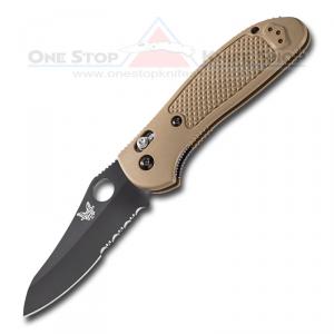 Benchmade 550SBKHGSN Pardue Griptilian - Black Sheepsfoot blade with partially serrated edge, sand handle