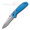 Benchmade 556S-BLU Pardue Mini Griptilian - Drop Point, Blue Handle, Serrated