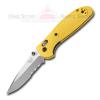 Benchmade 556S-YEL Pardue Mini Griptilian - Drop Point with Yellow Handle, Partially Serrated